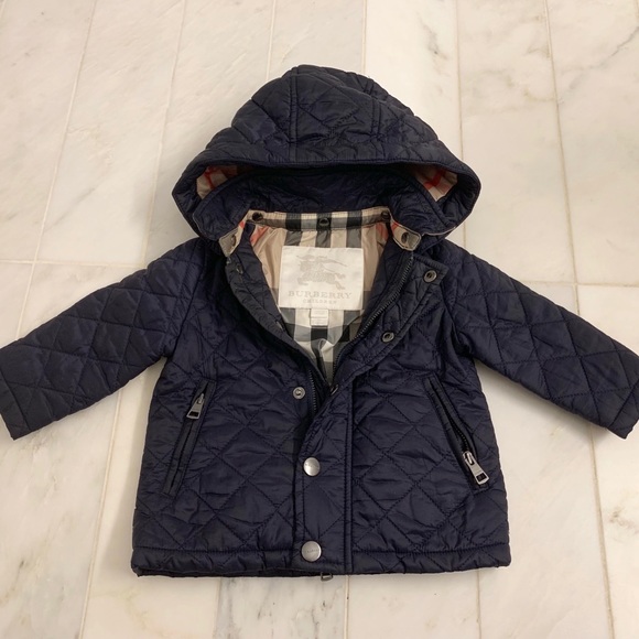 Burberry Other - Burberry Baby Boy Quilted Jacket — w/hood {6 mo}